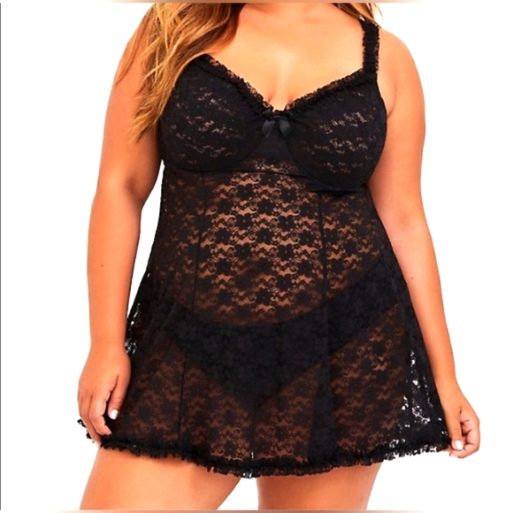 torrid Other - TORRID Black Lace Underwire Babydoll Chemise Size 3X - NWT